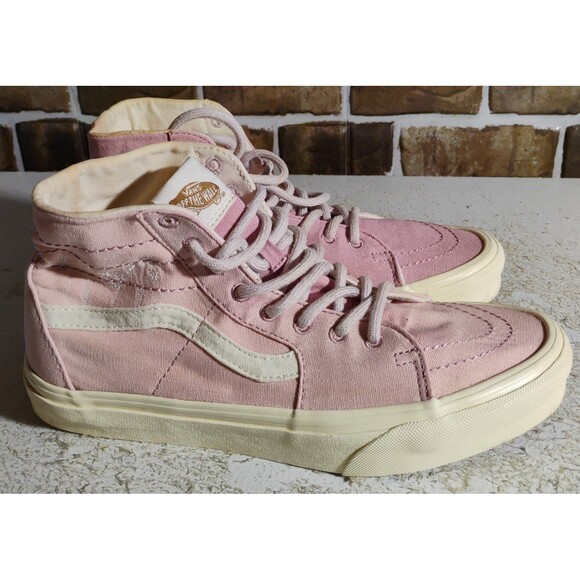 Vans Pink Embroidered Hemp Eco Theory SK8 High Top Sneakers Size 8.5 - Picture 5 of 12